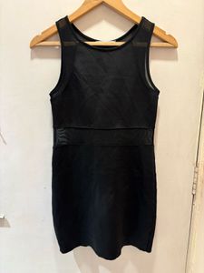 Mesh Panel Black Mini Dress