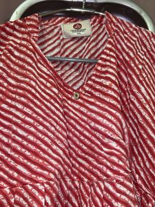 Red &amp; White Striped Jaipur kurti
