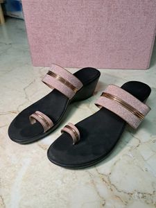 Women's RoseGold Sparkly Wedge Sandals
