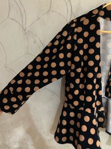 Polka Dot Peplum Velvet Top