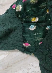 New Jacquard Dark Green Blouse