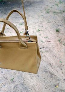 Tan Leather Top Handle Bag