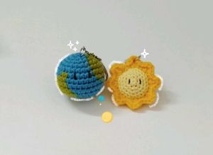 Earth and Sun Crochet Keychain Combo