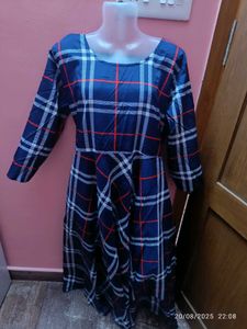 3xl Blue Plaid Fit & Flare Dress