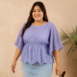 Lavender Eyelet Embroidered Top | 2XL–3XL