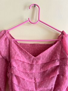 Pink Sheer Sleeve Top