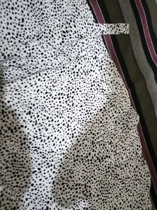 White, Black Dotted Skirt
