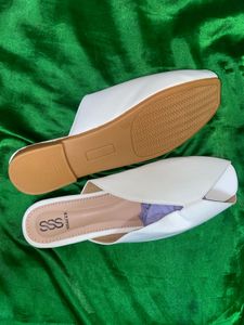 Elegant White Mule Slides