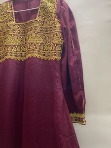 Embroidered Maroon Dress