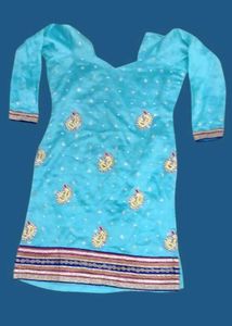 Blue Embroidered Salwar Kameez(XL)