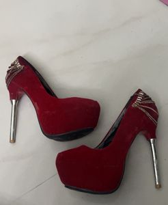Red Velvet Pencil Heels