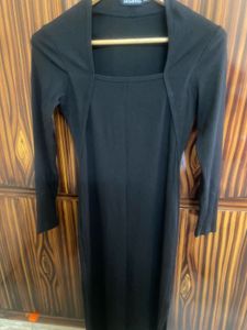 Black Bodycon Dress With Side Slit