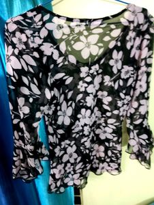 Flower Print Floral Seleves Top