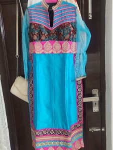 Raw Silk SUIT With Net Dupatta