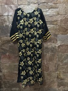 Black &amp; Gold Embroidered Kurti