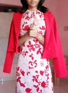 Floral Printed Red Dress