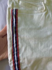 Zara White Jeans with Striped Detail