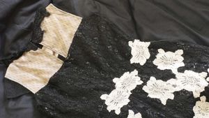 Korean black Floral Dress