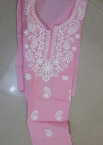 Pink Kurta With Chickenkari