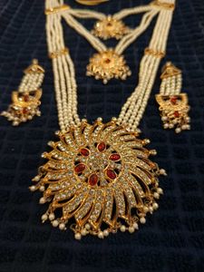 Artificial Pearl & Gold Indian Jewelry Set
