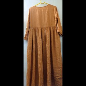Off Yellow Coloured Long Anarkali Type Kurti