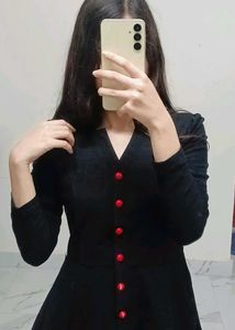 Black Korean Short Frock Type Top