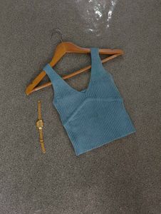 Blue Knit Tank Top