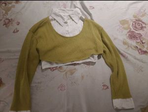Lemon Layered Crop Knit(Under White Shirt)
