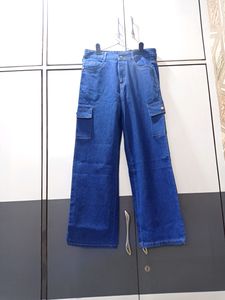 6 Pocket Blue Straight Fit Cargo
