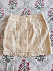 Tweed Cream Lace Korean Skirt
