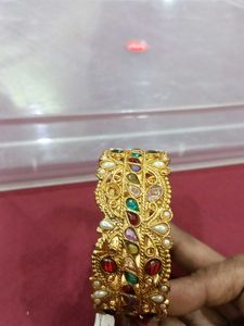 Kundan And Stone Work Beautiful Kada Bracelet