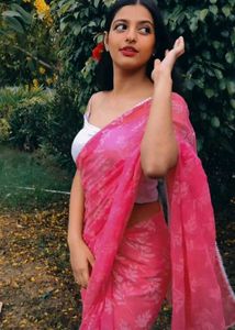 Pink Floral Saree
