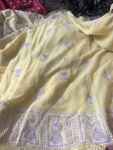 Yellow Embroidered Saree
