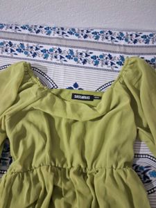 Green Long Sleeve Mini Dress