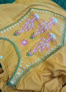 Embroidered Mustard Kurti
