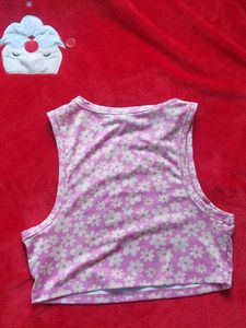 Cropped Vest Top - Floral/cerise
