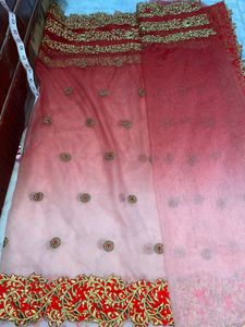 Party Wear Red Shade Net Saree
