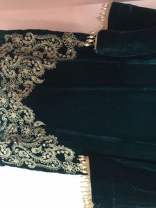 Emerald Green &amp; Golden Velvet Pant set