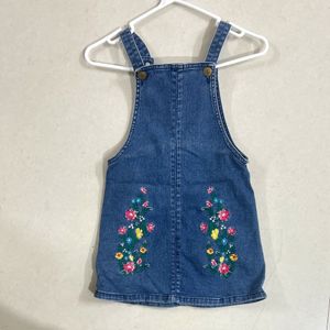 BLUE Denim Cut-Out Dress For Girls