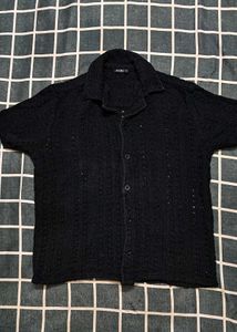 boohooMAN Open Knit Casual Shirt