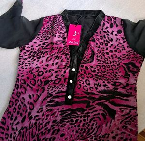 Animal Print Magenta Kurtas
