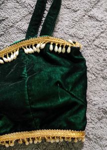 Velvet Green Back Knot Blouse