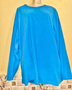 XXL-XXXL Blue Long woolen Sleeve T-Shirt