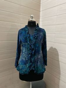 y2k korean vintage Ruffled Velvet top