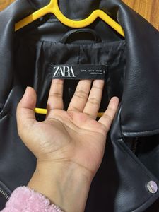 Zara Black Faux Leather Moto Jacket