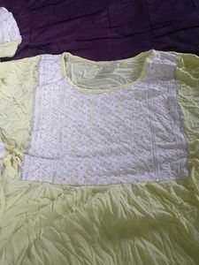 Yellow &amp; White Embroidered Dress