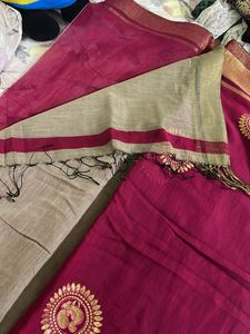 Maroon &amp; Gold Saree