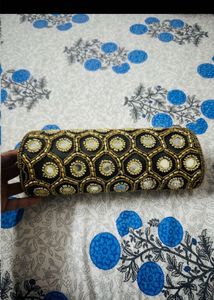Elegant Embellished Clutch With Belt