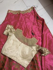 Pink &amp; Gold Lehenga Set
