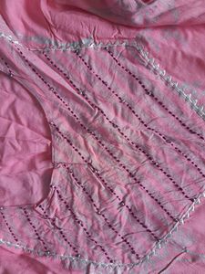 Pink Kurti💗 With Black Thread Work On The Front.